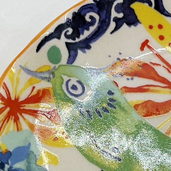 Anthropologie DODI Saucer Handpainted Peacock Design - Picture 9 of 12